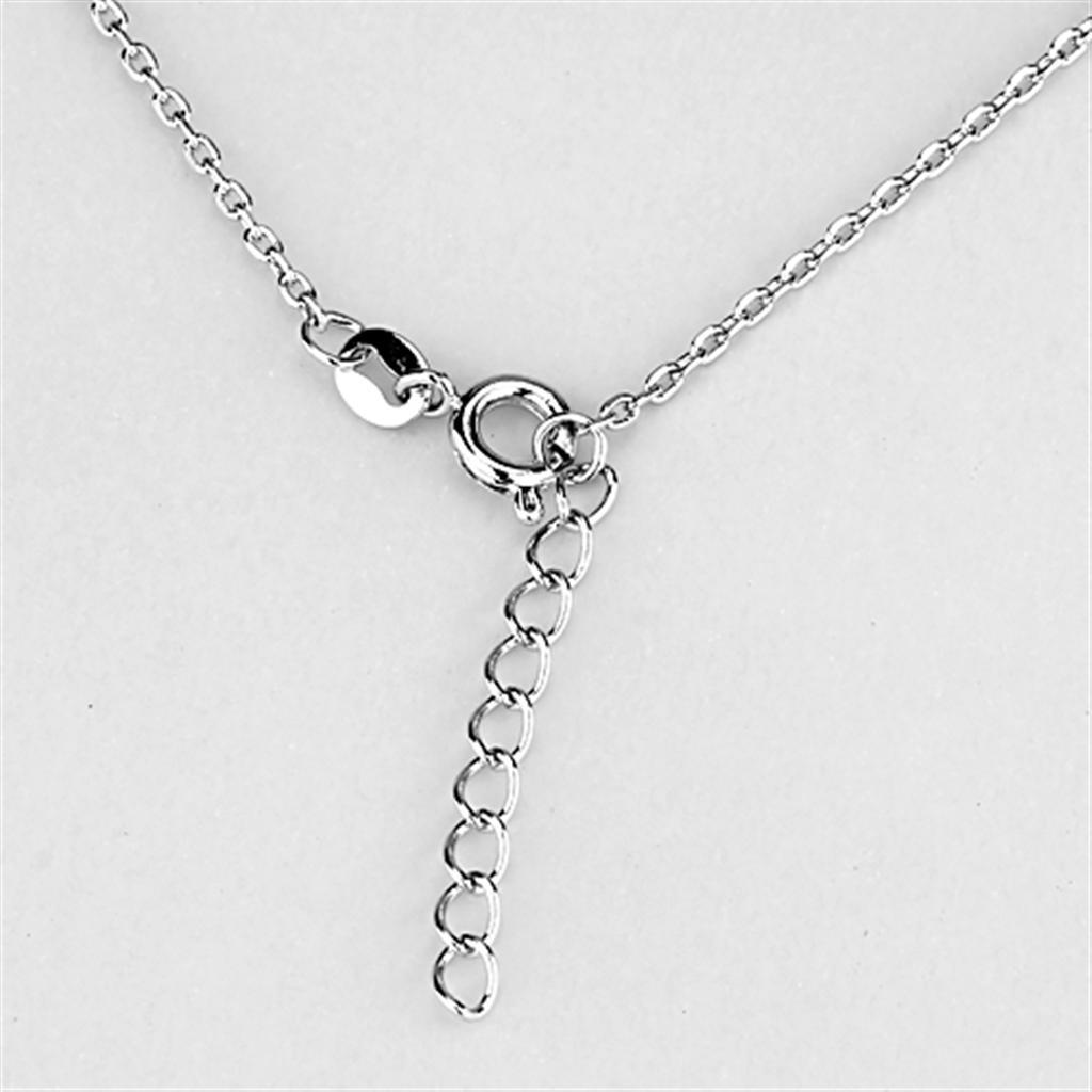 3W418 - Rhodium Brass Necklace with AAA Grade CZ in Clear