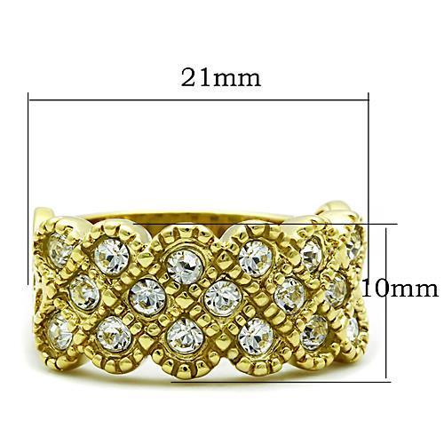 TK1394 - IP Gold(Ion Plating) Stainless Steel Ring with Top Grade Crystal in Clear