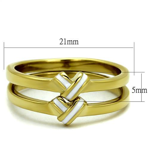 TK2494 - IP Gold(Ion Plating) Stainless Steel Ring with Epoxy in White