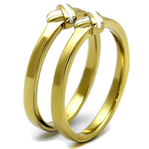 TK2494 - IP Gold(Ion Plating) Stainless Steel Ring with Epoxy in White