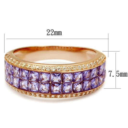 TS525 - Rose Gold 925 Sterling Silver Ring with AAA Grade CZ in Amethyst