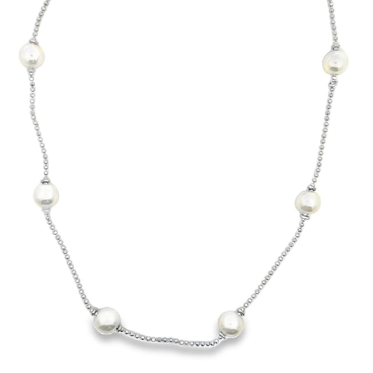 Ball Chain With 8mm Synthetic Pearls Necklace (F250)