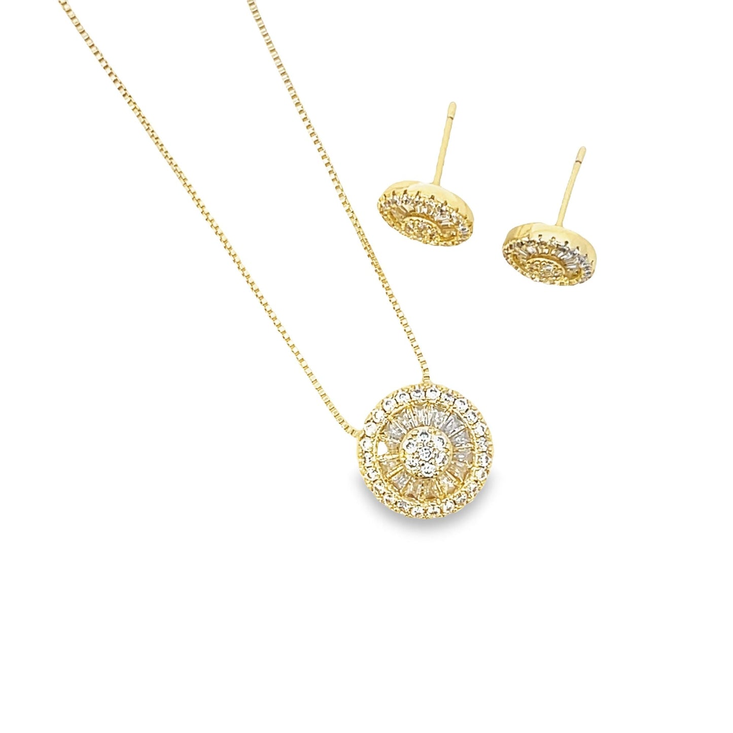 CZ Pizza Necklace and Earring SET (G223)